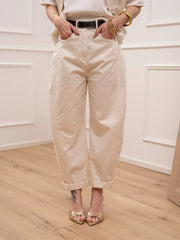 Pantaloni barrel burro in cotone con cintura - Vicolo