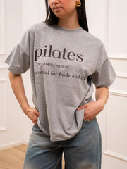 T shirt grigia stampa Pilates - Vicolo