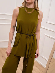 Maglia smanicata olio con spacchi - Kontatto