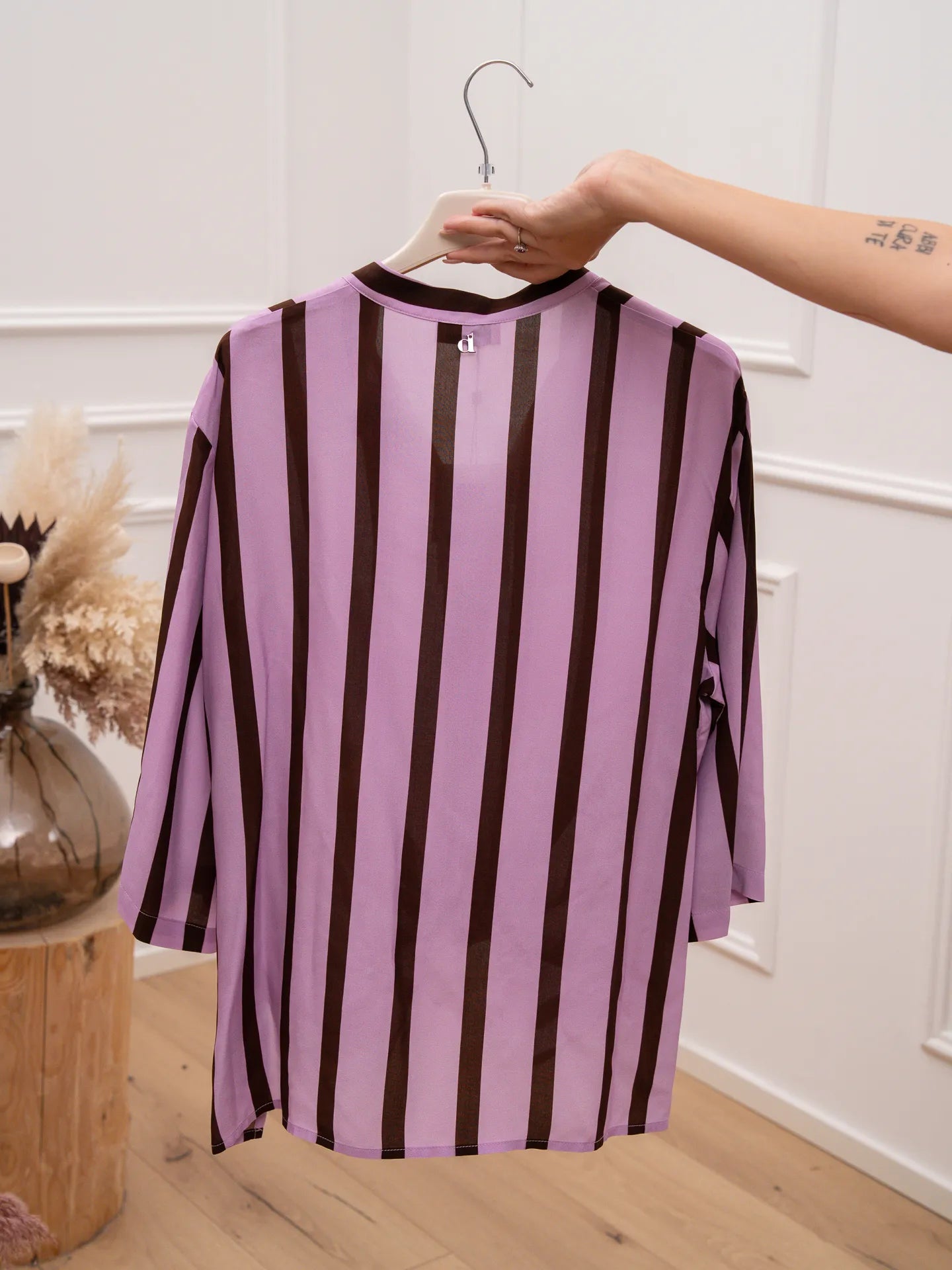 Camicia rigata lilla e moro con nodo - Dixie