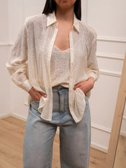 Camicia crema in mussola con strass - You Decide