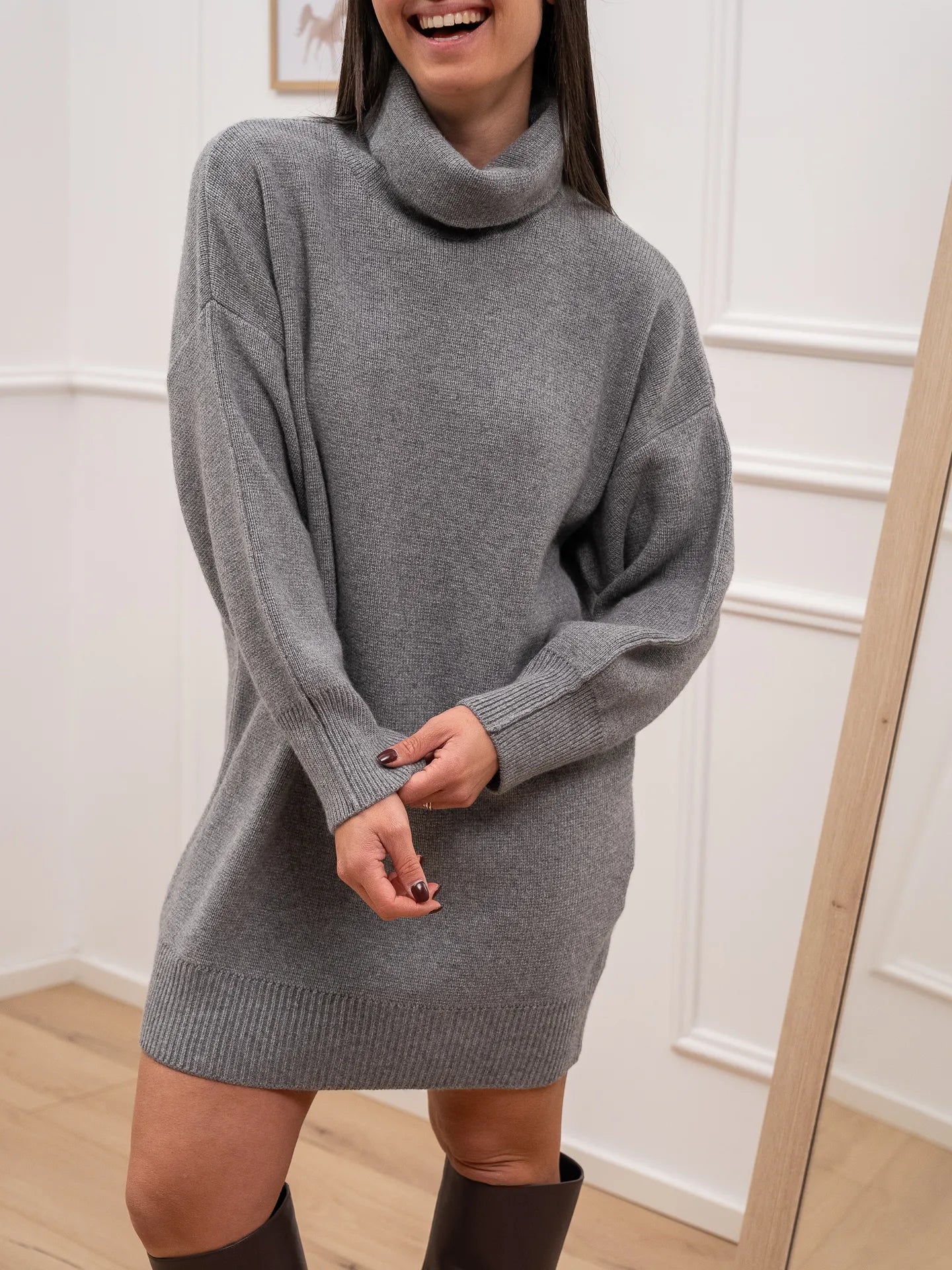 Vestito mini dolcevita grigio - Vicolo