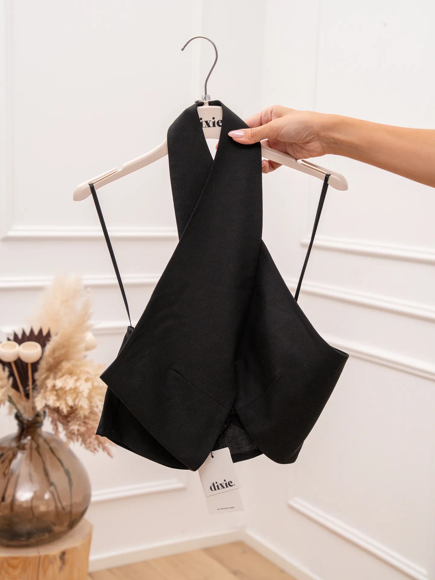 Top Grace intrecciato nero misto lino - Dixie