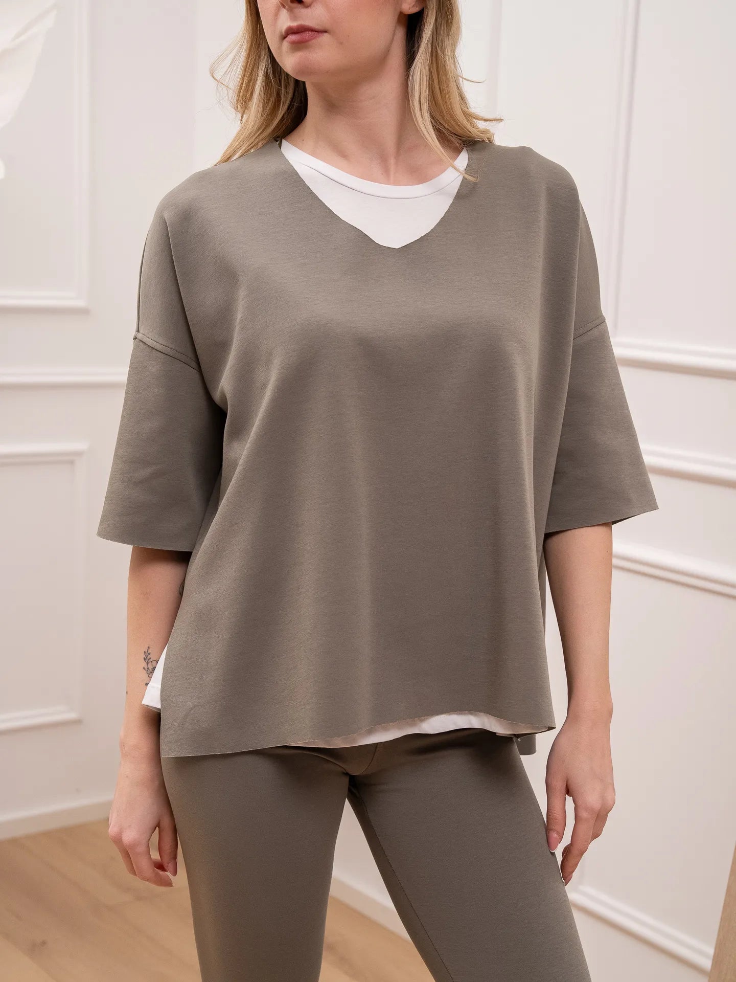 Maglia seamless doppia salvia e bianco - HaveOne