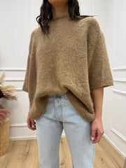 Maglia manica 3/4 girocollo cammello - HaveOne