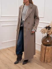 Cappotto misto lana cintura in ecopelle - HaveOne