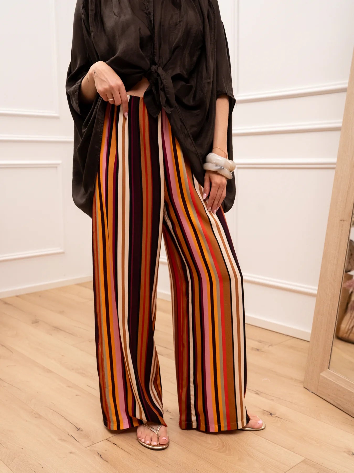 Pantaloni righe multicolor in lyocell - HaveOne