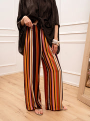 Pantaloni righe multicolor in lyocell - HaveOne