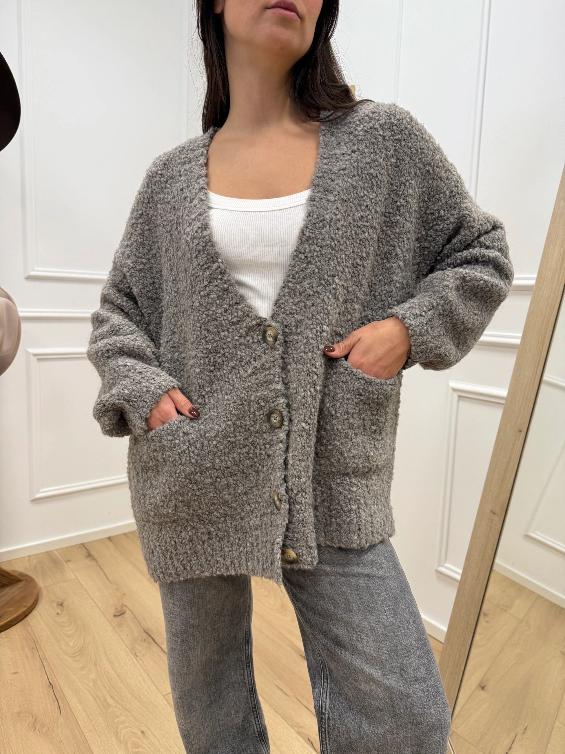 Cardigan bouclé mastice - Tensione In