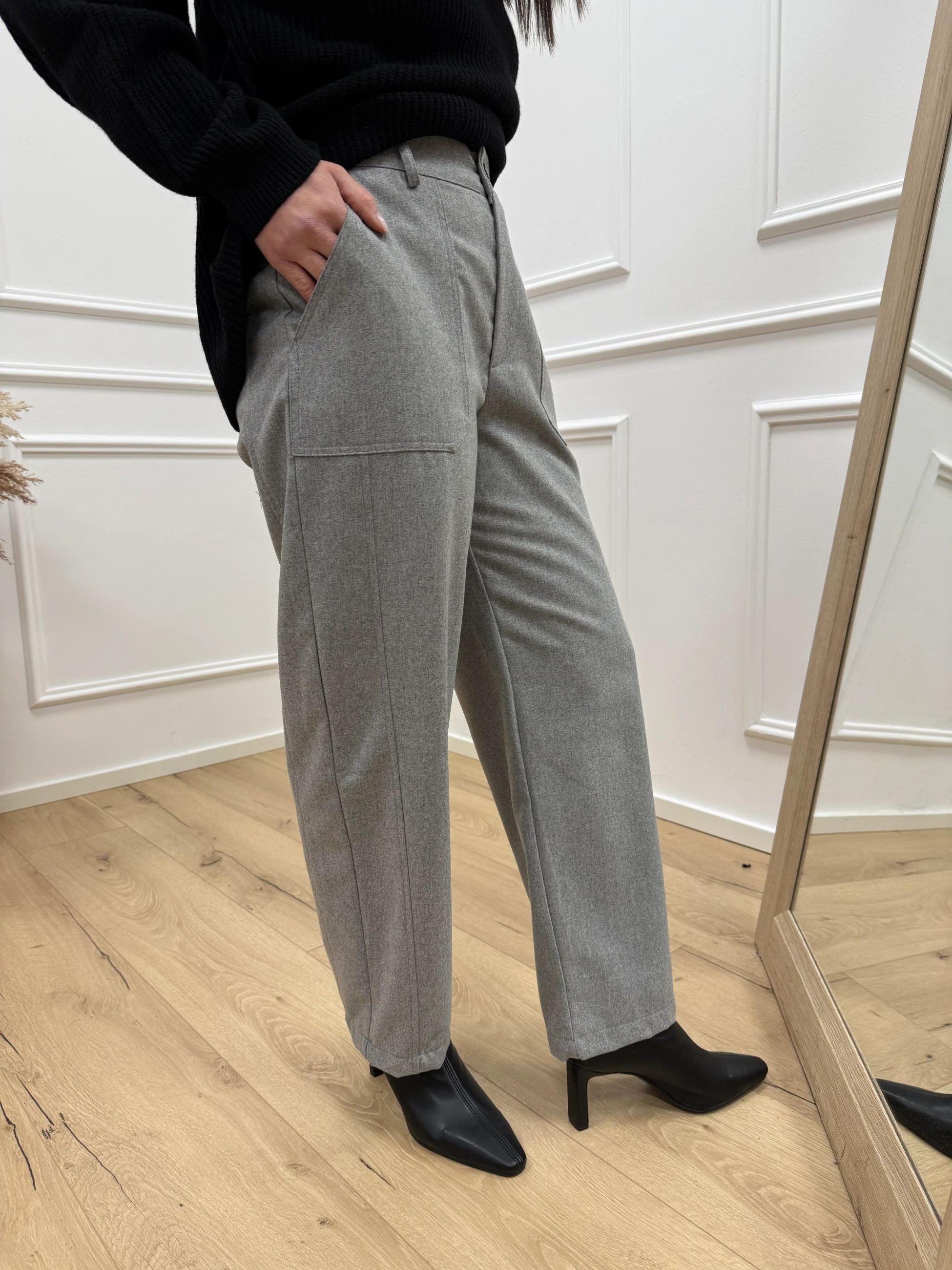 Pantaloni carrot grigio melange misto lana - Vicolo