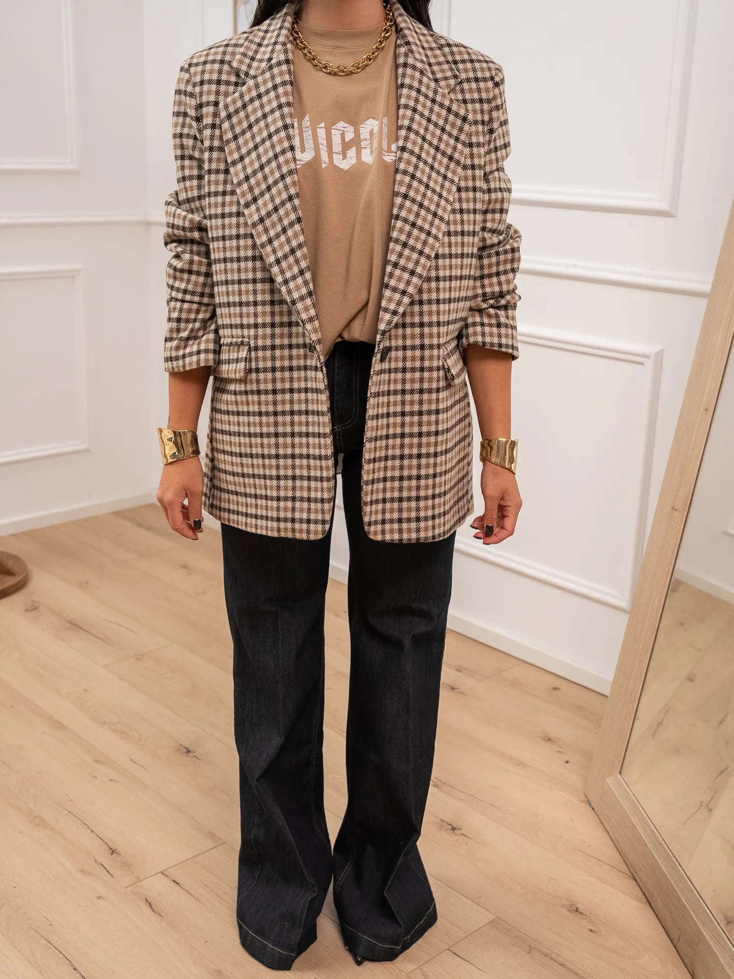 Giacca cappotto quadri con cintura - Philia Loft