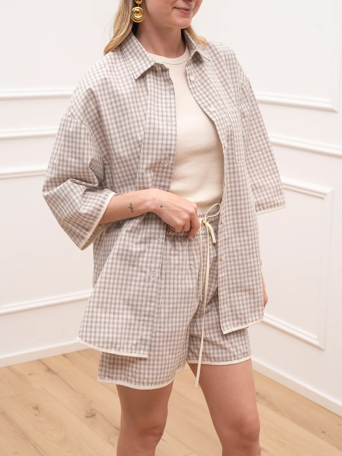 Camicia Mimì vichy nocciola - Vicolo