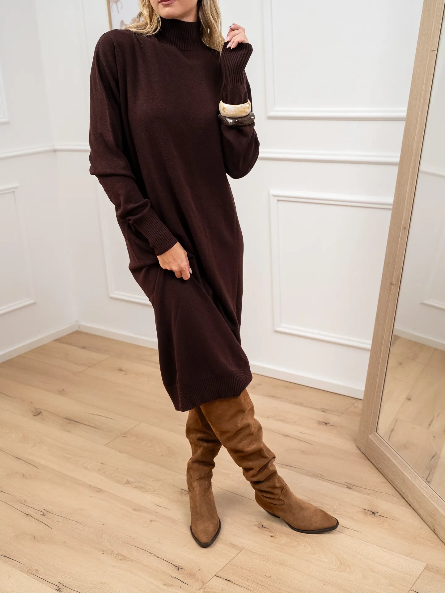 Vestito lupetto mogano in viscosa - Kontatto