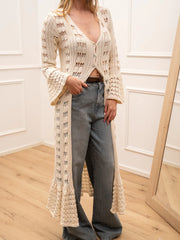 Maxi cardigan Pietrasanta crochet naturale - Crispy