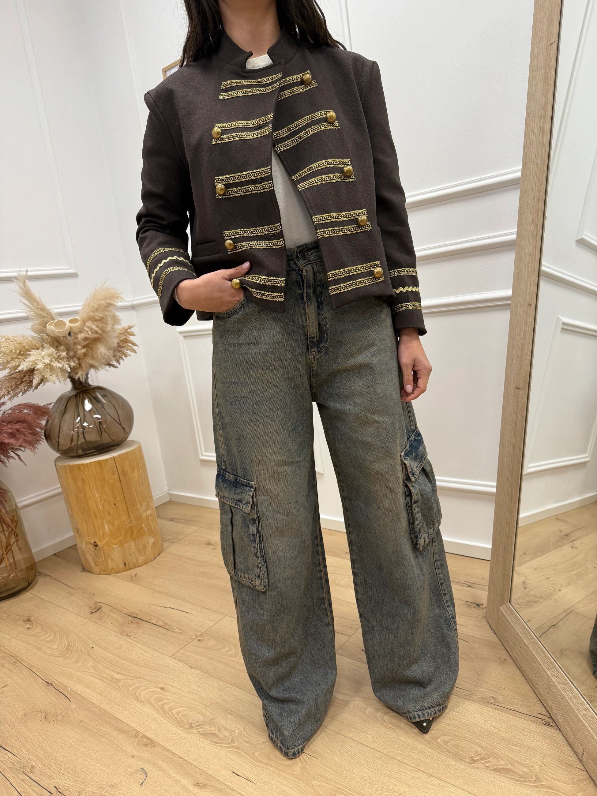 Giacca Napoleone crop moro - HaveOne