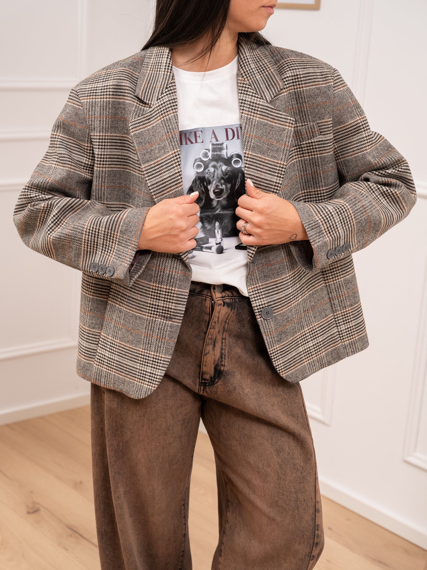 Giacca 2/4 principe di galles grigio e ruggine - Vicolo