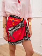 Gonna pareo mini Zebra fucsia e arancio - Tensione In