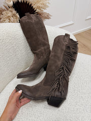 Texano Velour castagna con frange - Ovyè