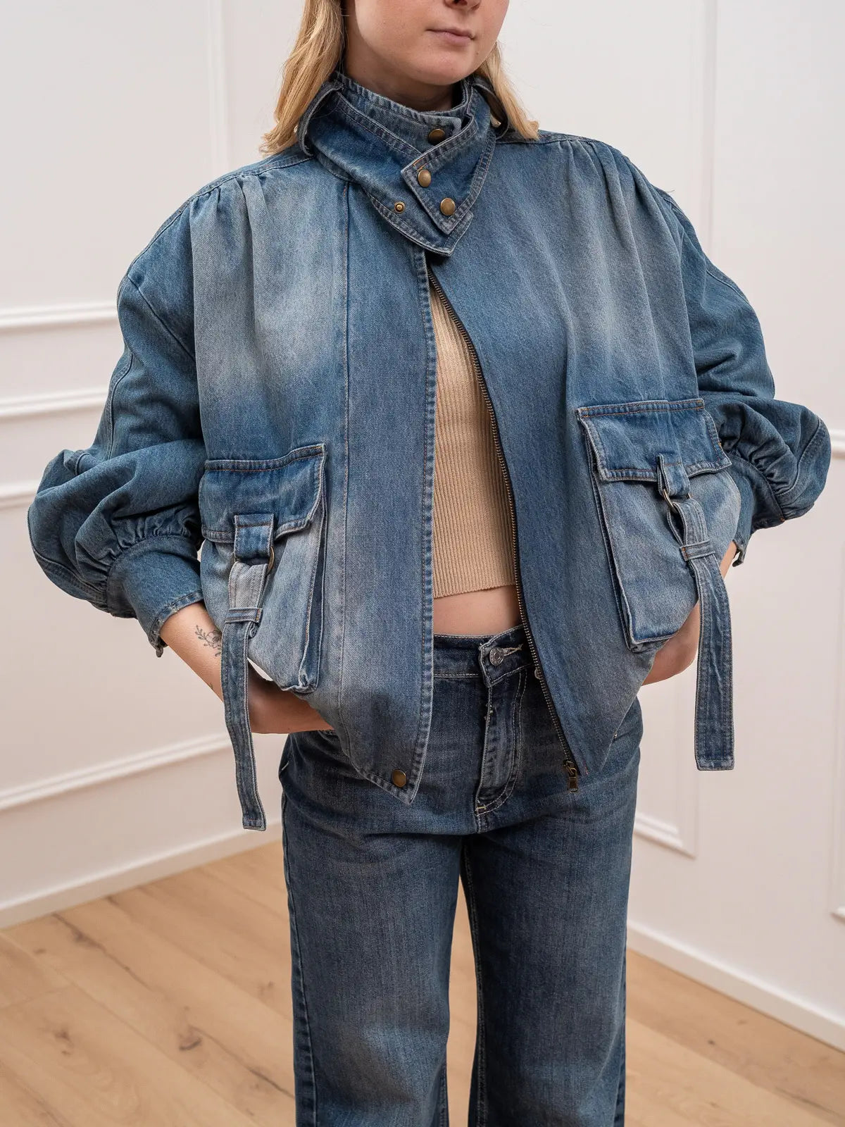 Bomber cargo in denim - Tensione In