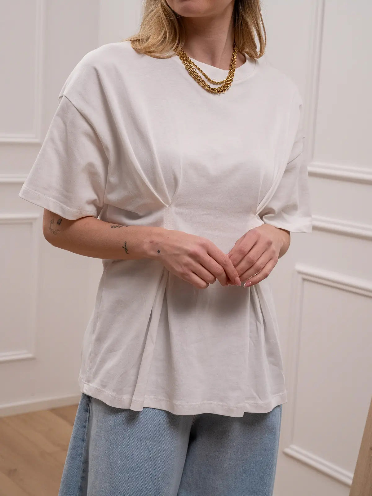 T shirt impunture bianca a clessidra - Vicolo