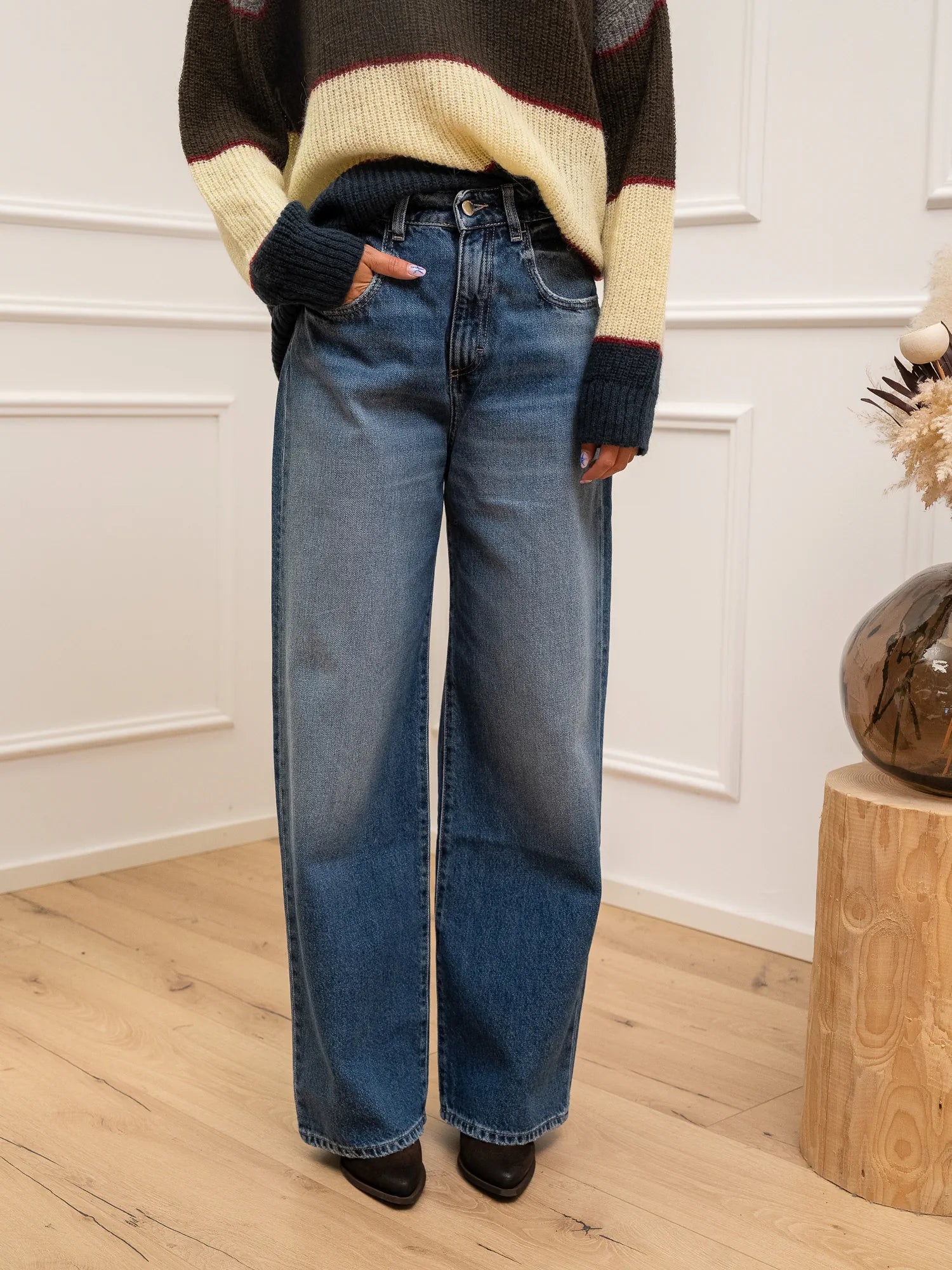 Jeans Poppy blu denim senza strappi - Icon Denim