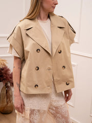 Gilet doppiopetto beige in cotone - Tensione In