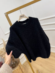 Maglia Gaia nera in mohair mezza manica - Dixie