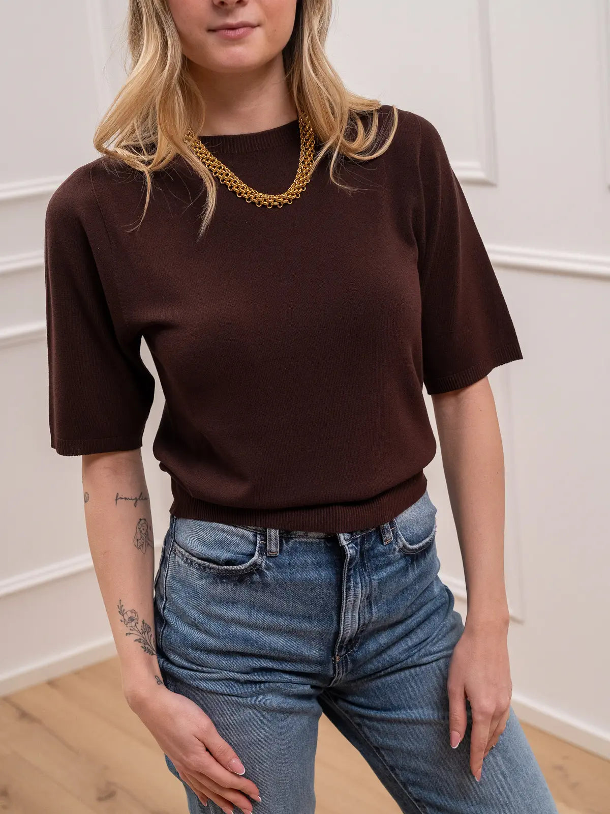 Maglia girocollo cioccolato mezza manica - Kontatto