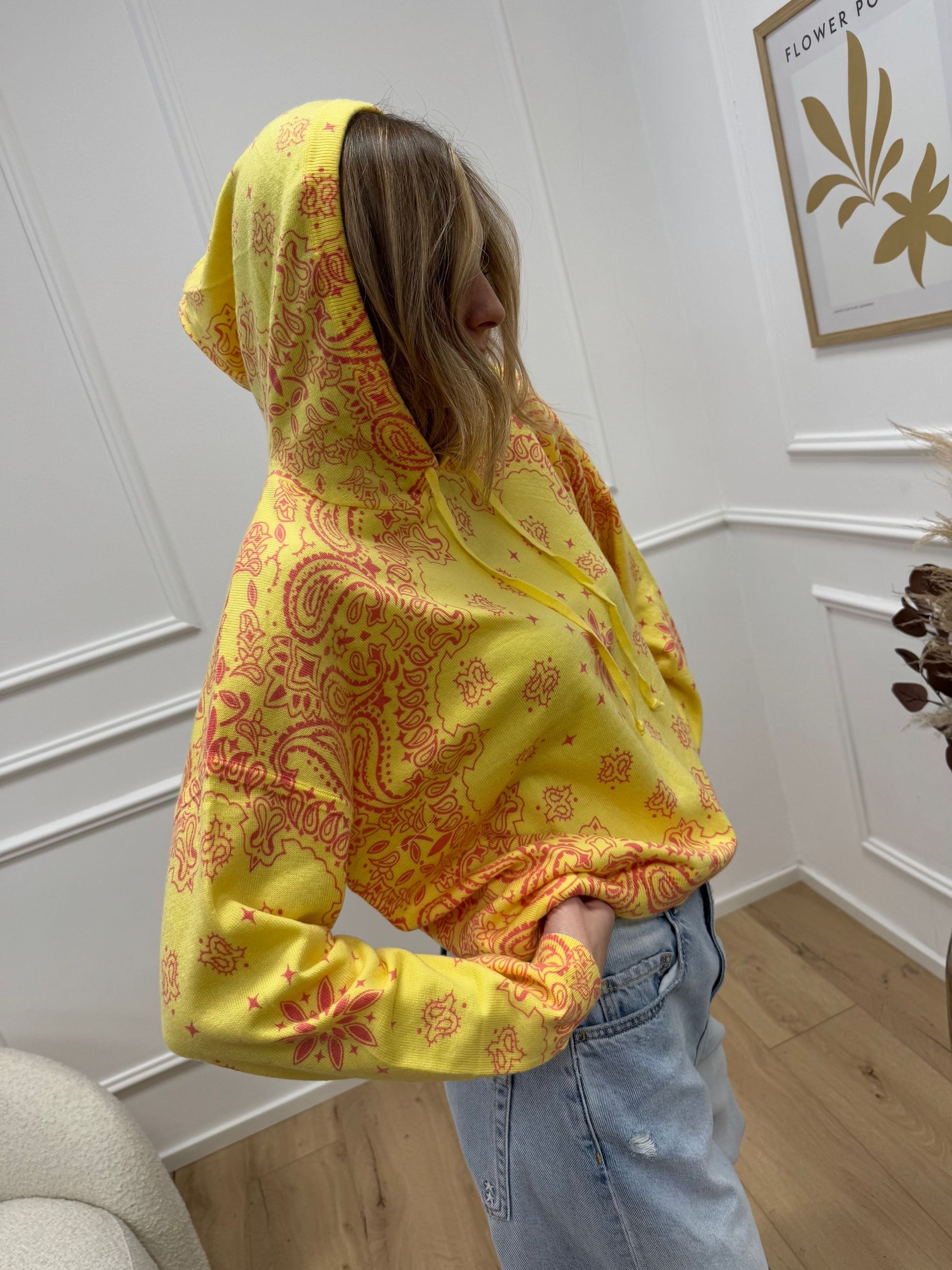 Maglia Lubin fantasia bandana gialla e rosa - Adoré