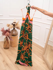 Vestito lungo Forest verde e arancio - HaveOne