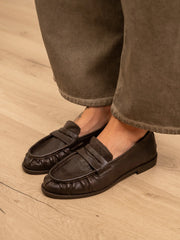 Mocassino Penny pelle slavata moro - Divine Follie