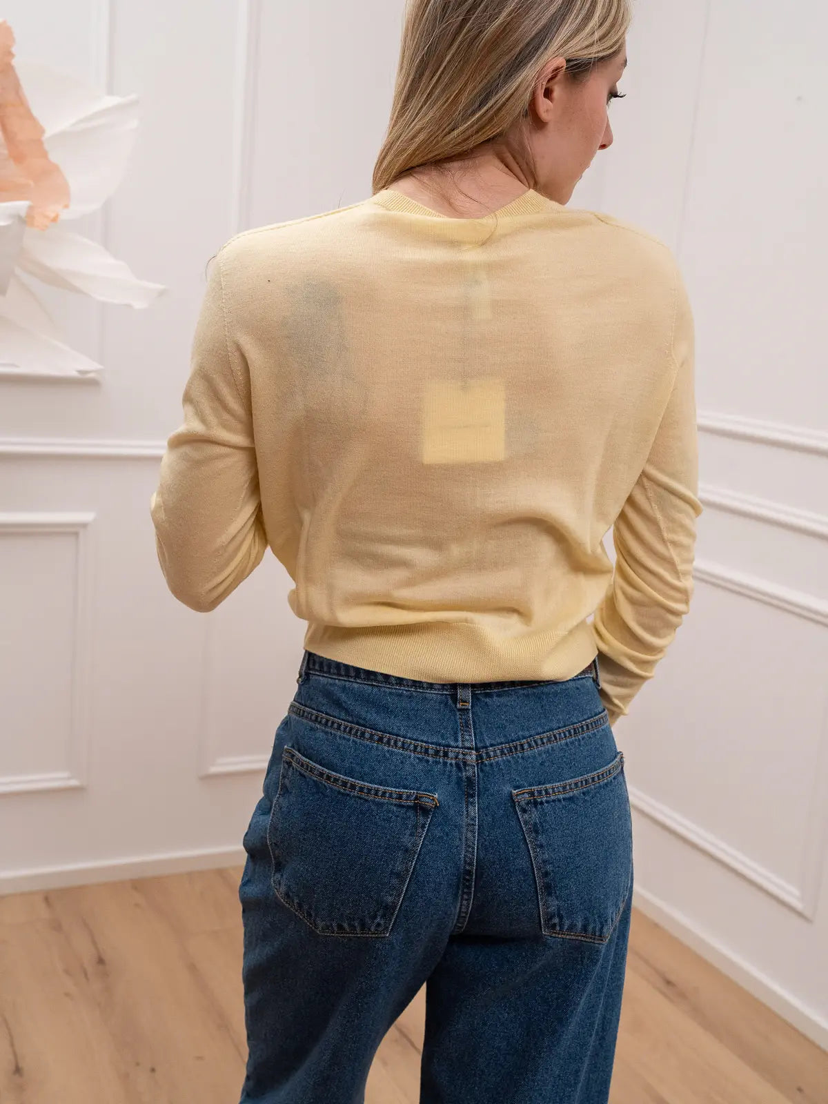 Maglia rebecchina giallo pulcino 100% lana merino - Tensione In