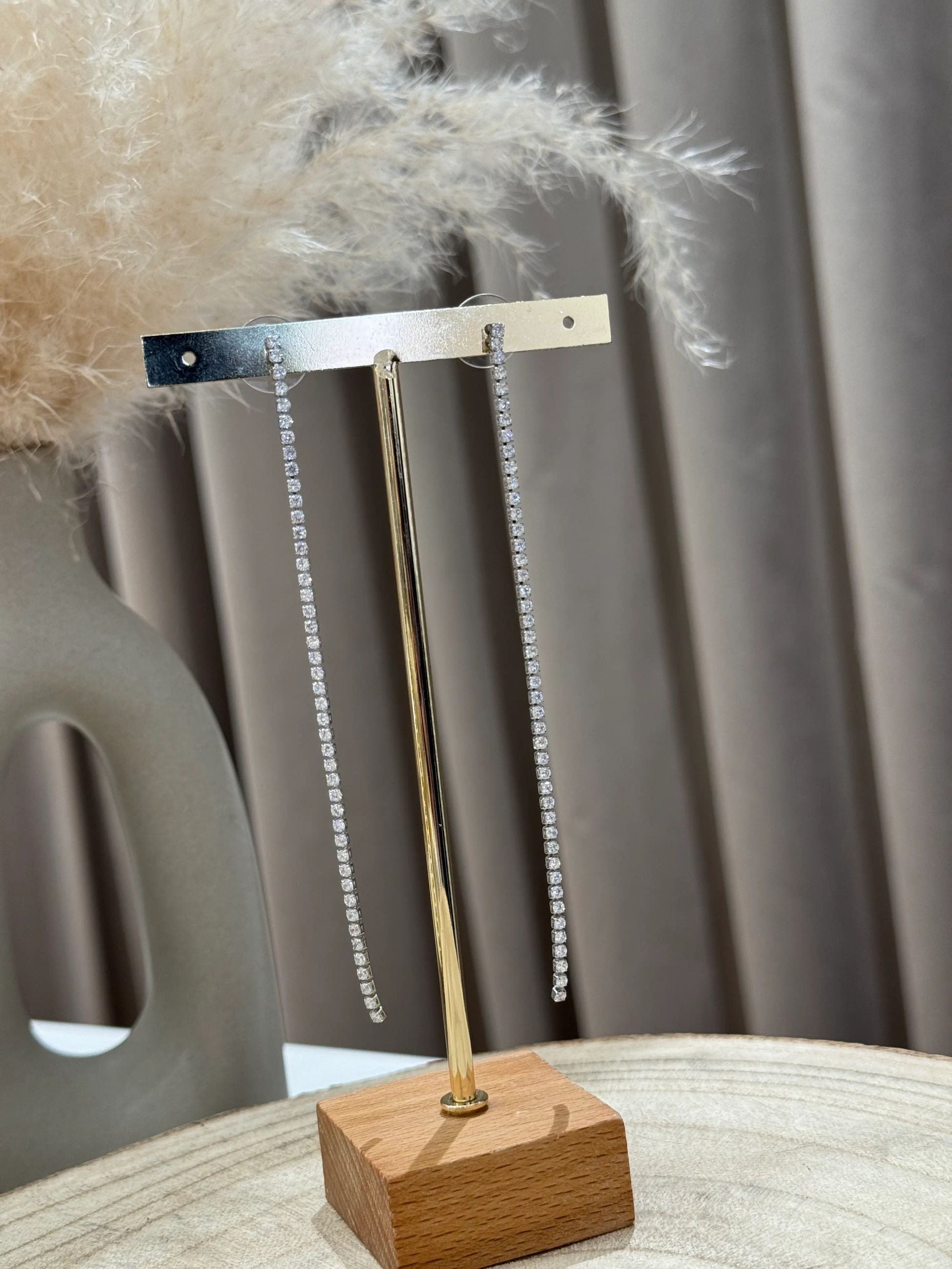 Orecchini filo cristalli argento - Calibro Shop