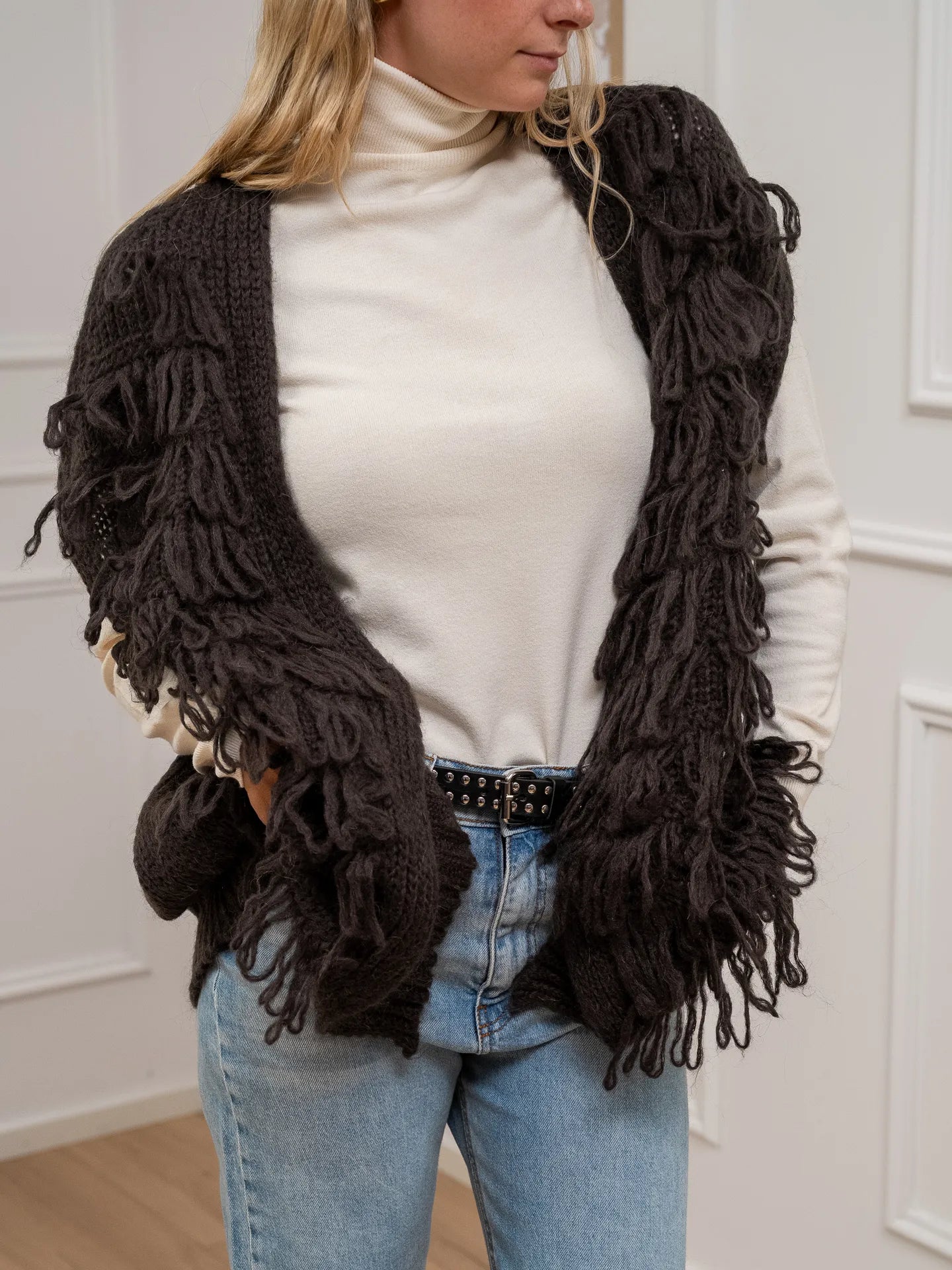 Gilet punto pannocchia sfrangiato moro - Kontatto