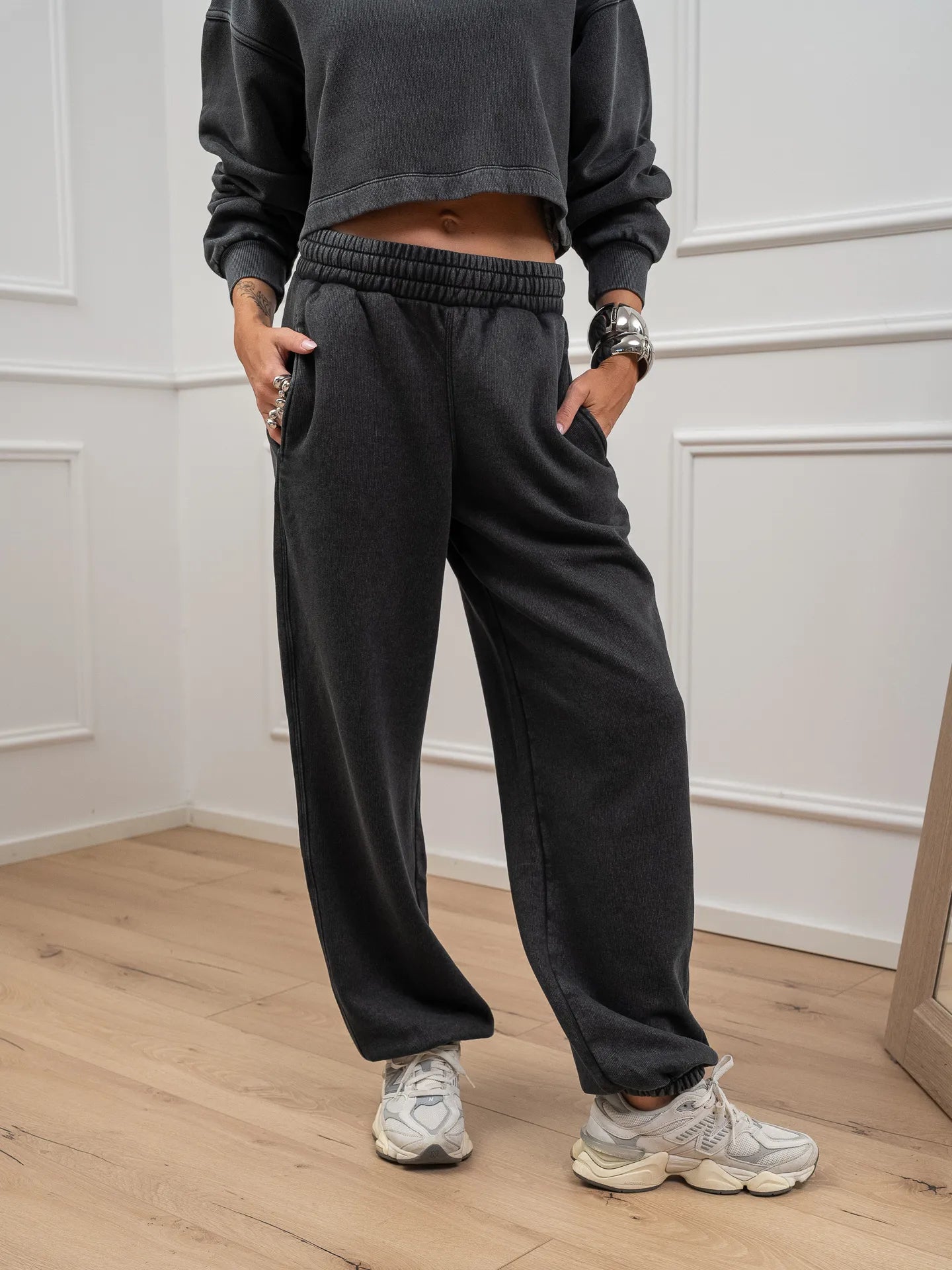 Pantaloni jogger grigio slavato - JJXX