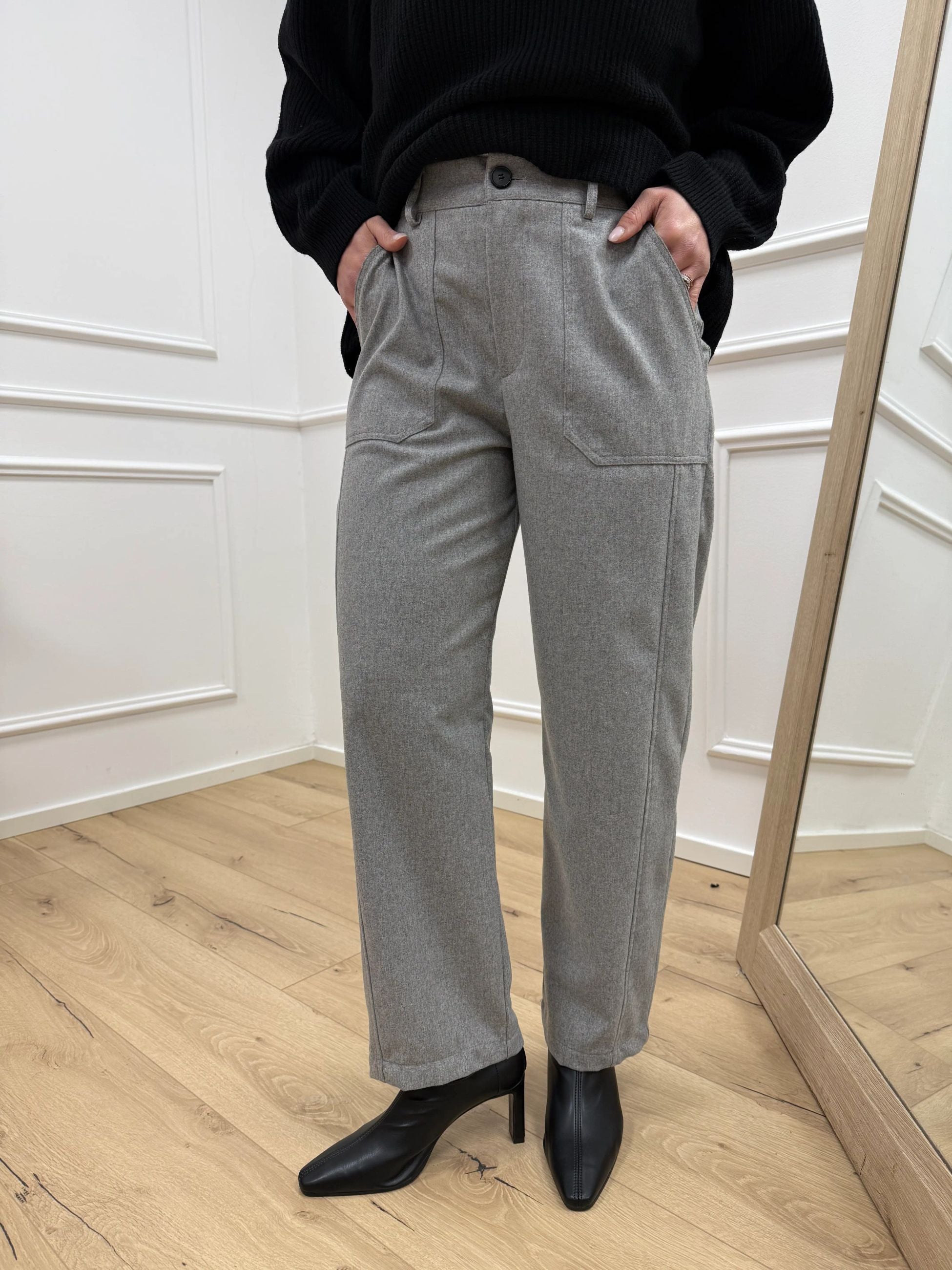 Pantaloni carrot grigio melange misto lana - Vicolo