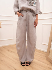 Pantaloni Dreamer perla in lino - Tensione In