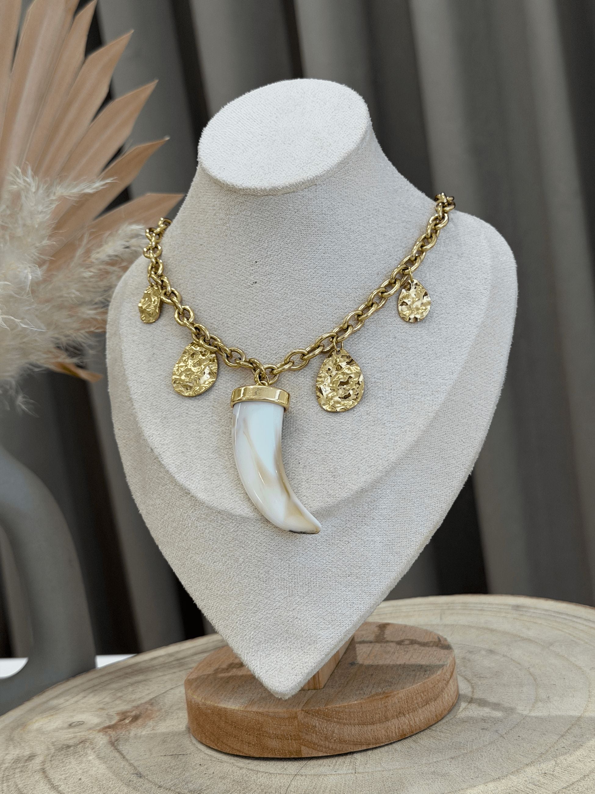 Collana maxi corno bianco e beige - Calibro Shop