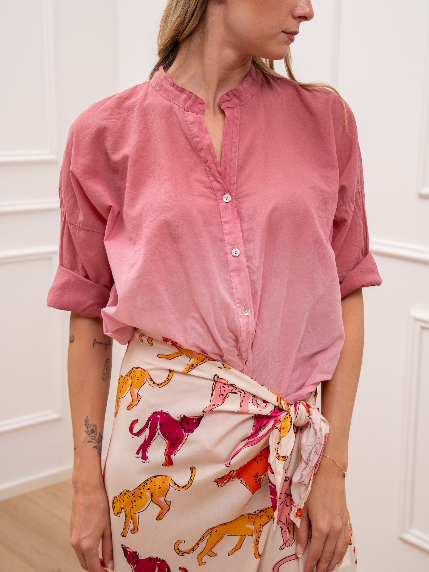 Camicia in voile di cotone sfumata cipolla - HaveOne