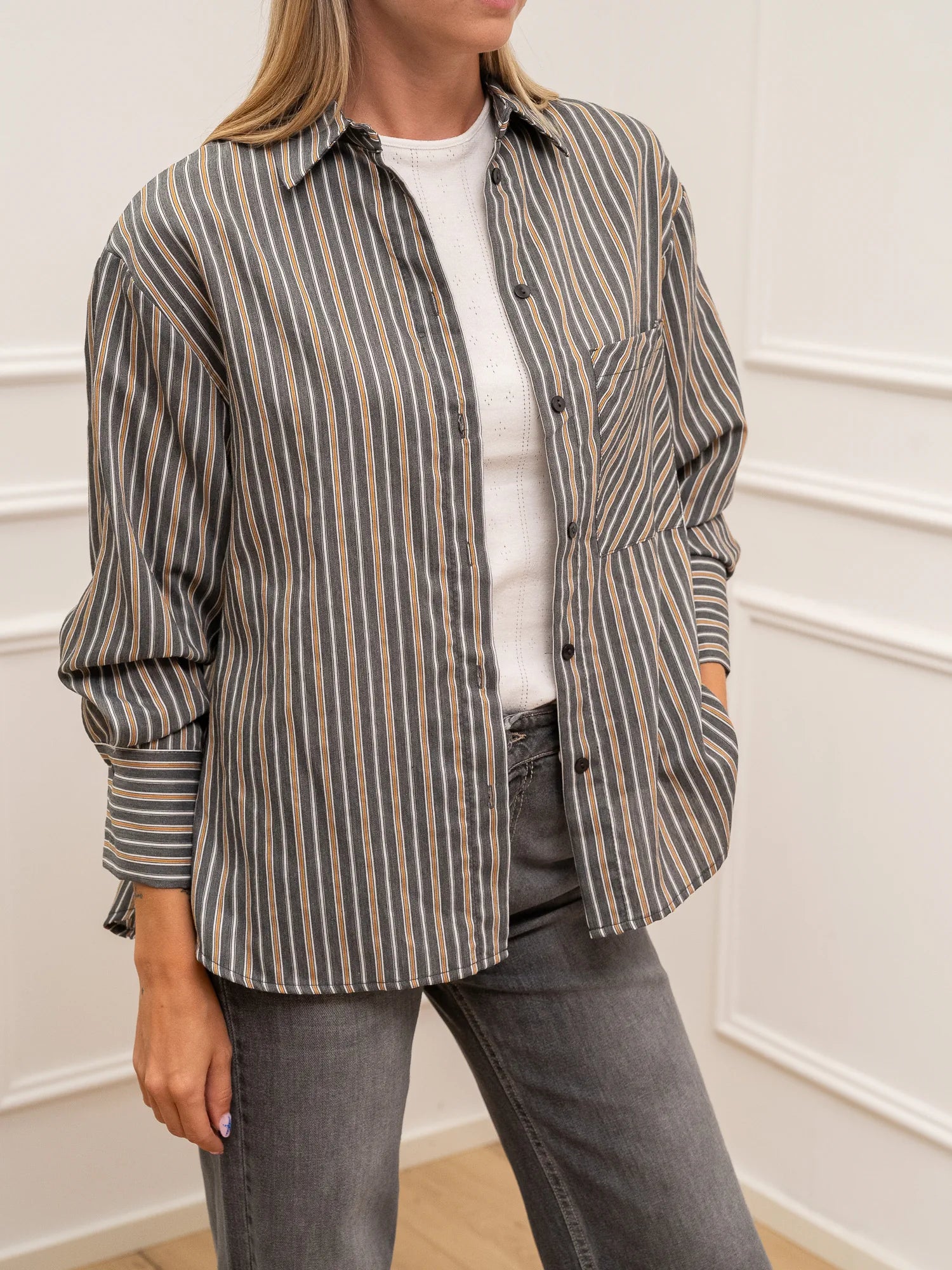 Camicia righe sottili con tasca lato cuore - HaveOne