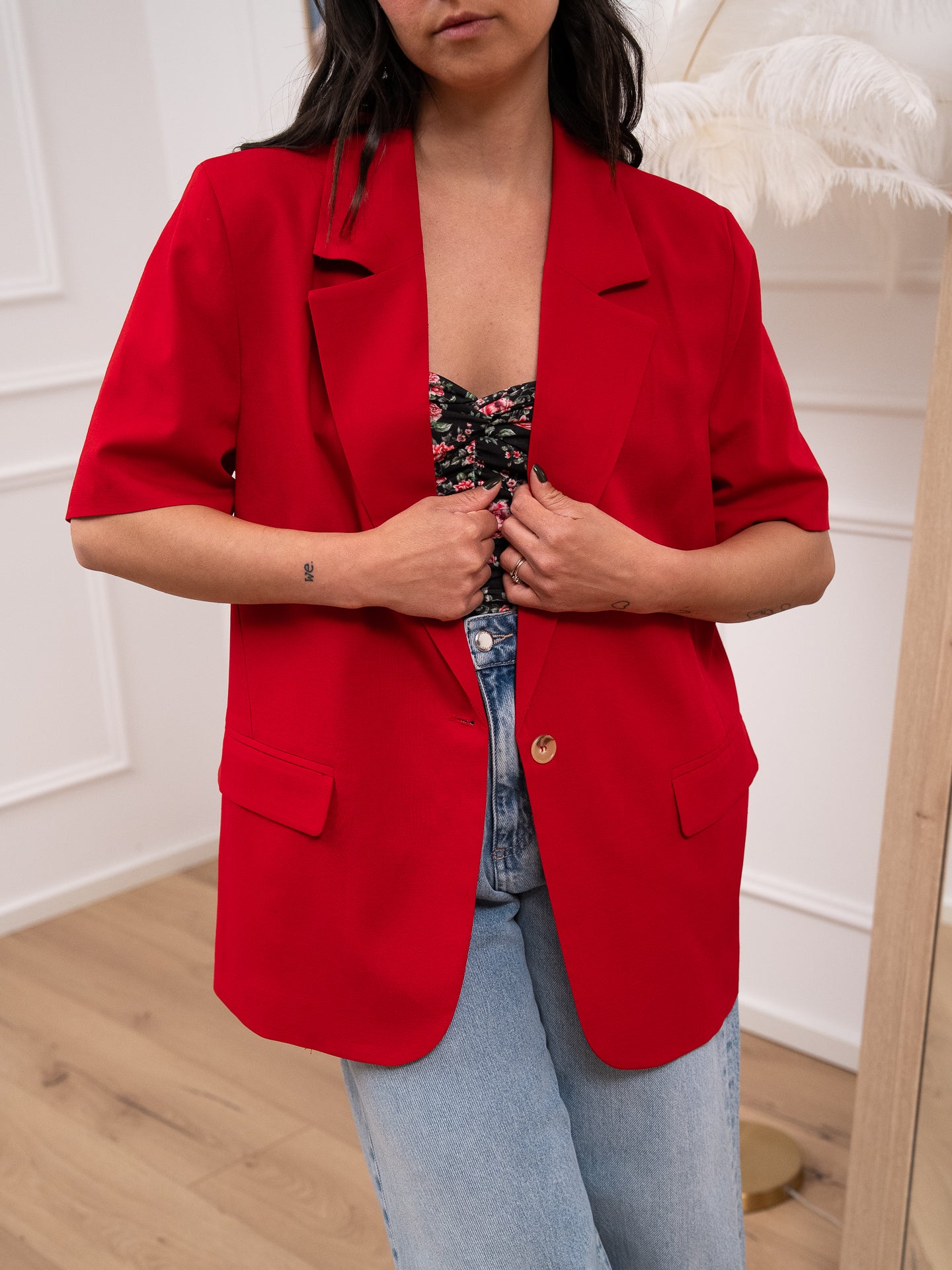 Giacca basic a mezza manica rossa - Vicolo