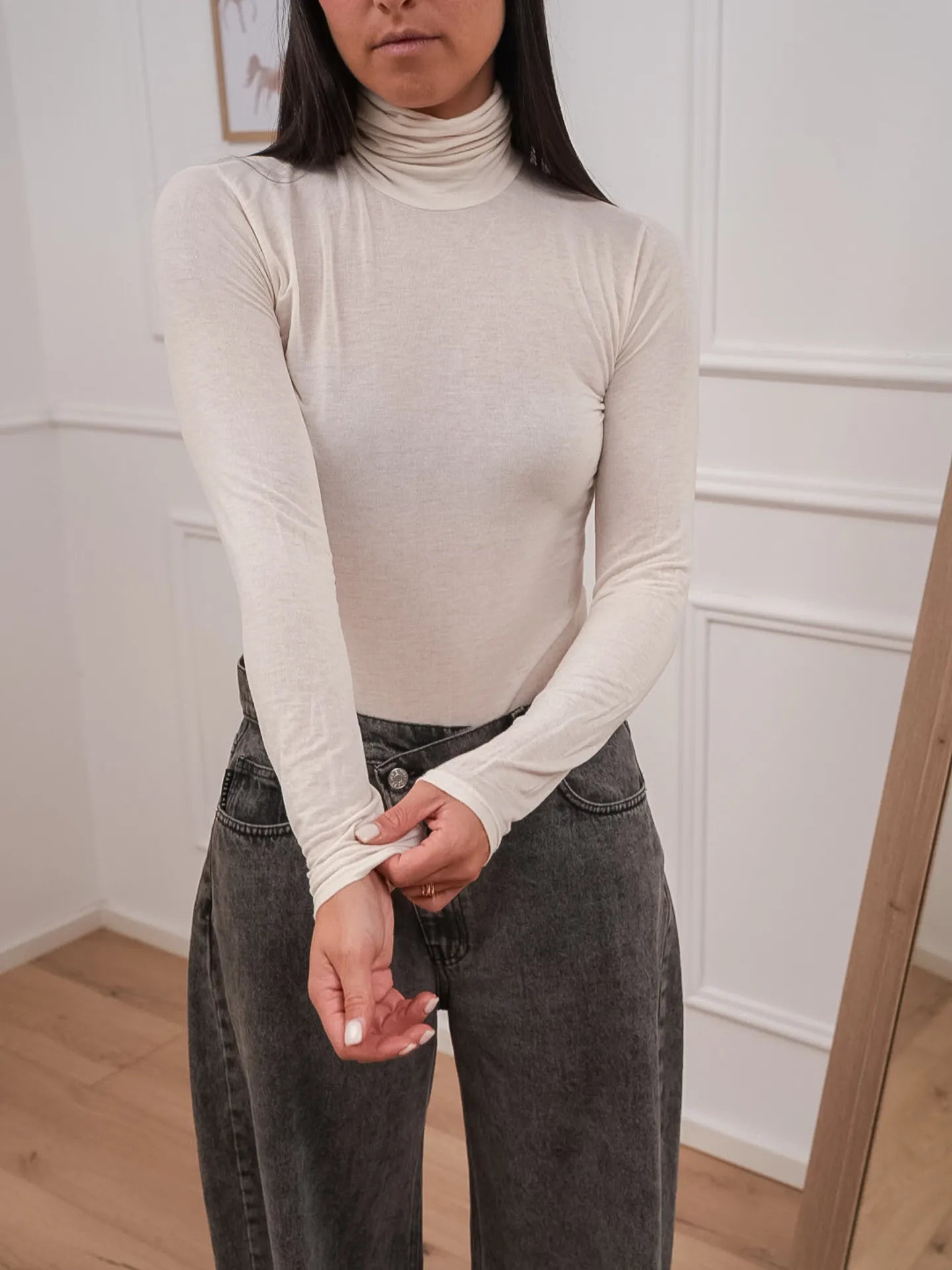 Maglia dolcevita panna misto cashmere - HaveOne