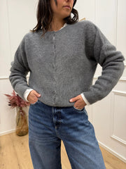 Cardigan soffice grigio in alpaca - Kontatto
