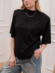 Tshirt nera maxi spalla imbottita - Vicolo