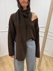 Maglia scollo a v moro con sciarpa - HaveOne