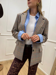 Giacca quadro paillettes con dettagli camicia - HaveOne