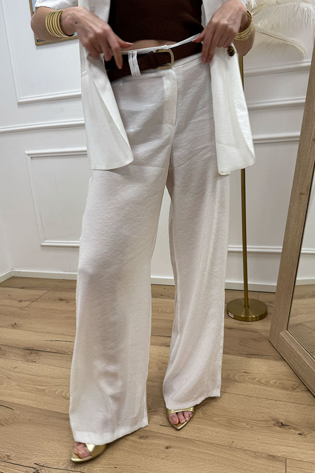 Pantaloni bianchi in viscosa stropicciata - HaveOne