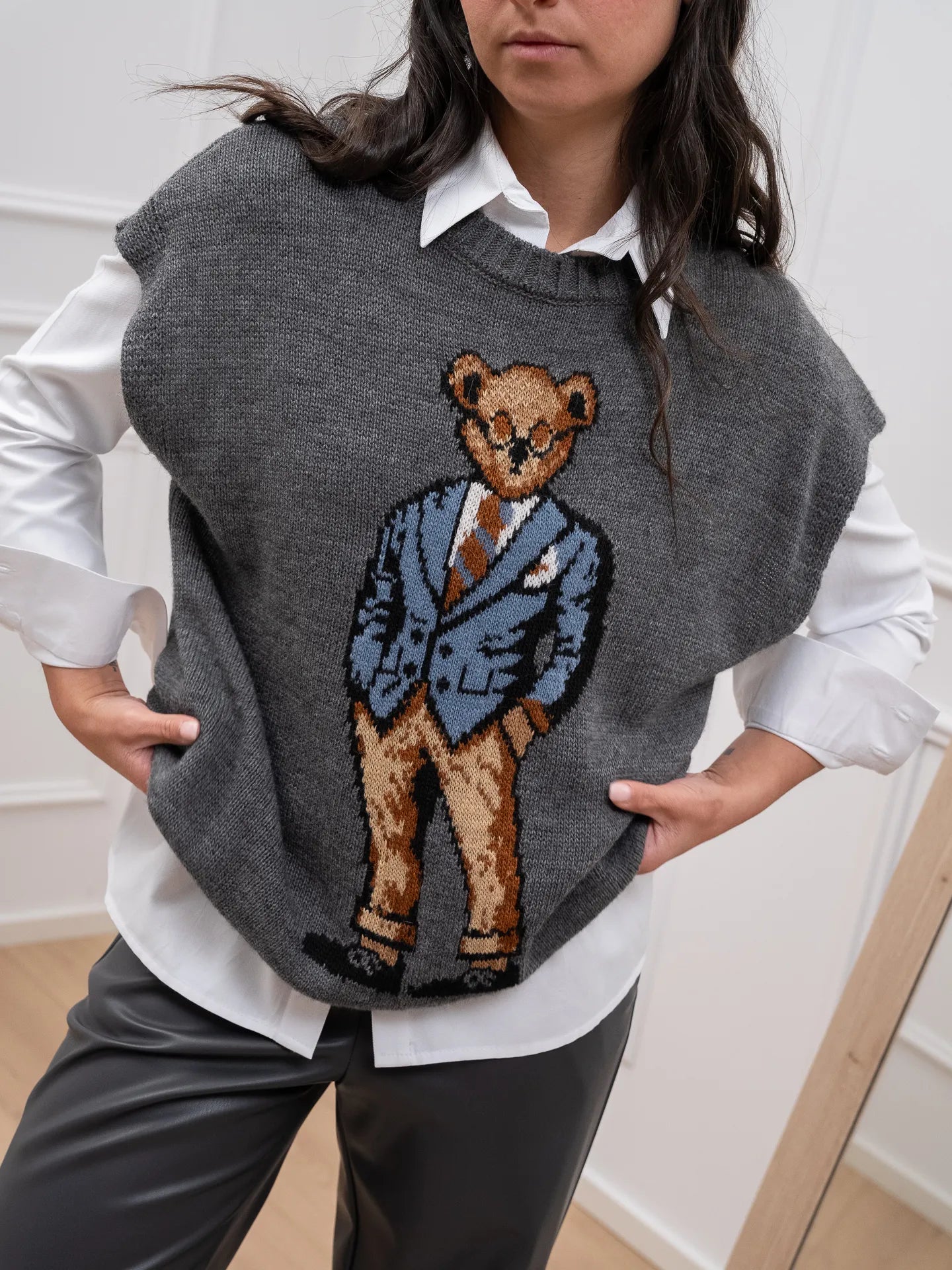 Gilet antracite con orsetto - HaveOne