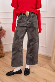 Jeans Denver camouflage fumo con cintura ovale - Tensione In