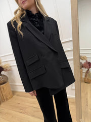 Giacca nera bottone laterale e doppia tasca - HaveOne